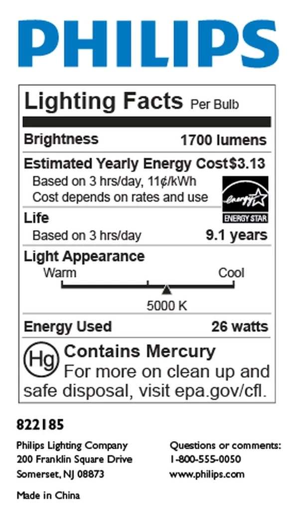 Philips Compact Fluorescent Light Bulb (414094)