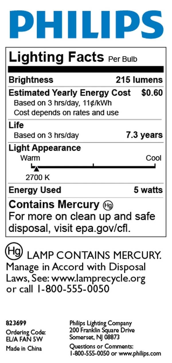 Philips Compact Fluorescent Light Bulb (417477)